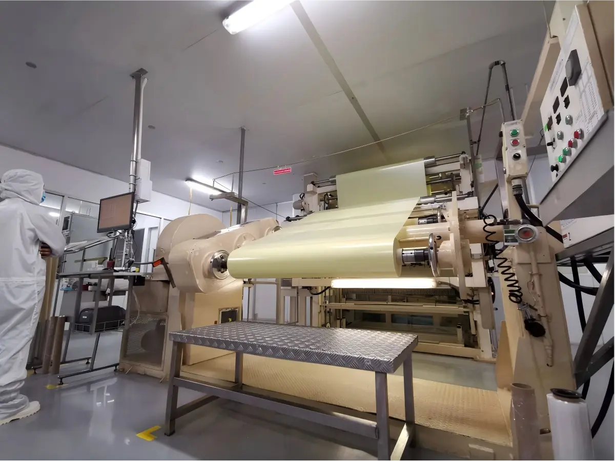 HSMetals electrodeposited copper-foil jumbo roll fed into Clients clean-room lamination line for FR-4 copper-clad laminate manufacturing HSMetals electrodeposited copper-foil jumbo roll fed into Clients clean-room lamination line for FR-4 copper-clad laminate manufacturing